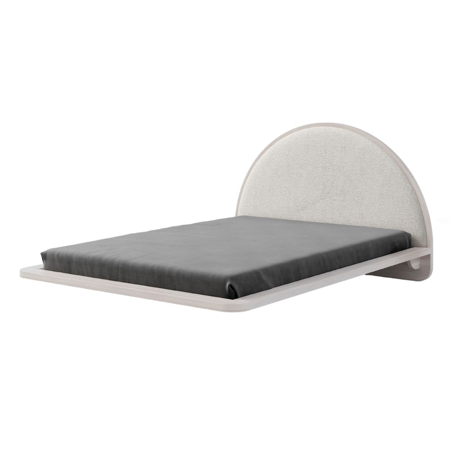 Łóżko lewitujące drewniane bukowe Visby MOMOKO / 160x200 cm, kolor biały