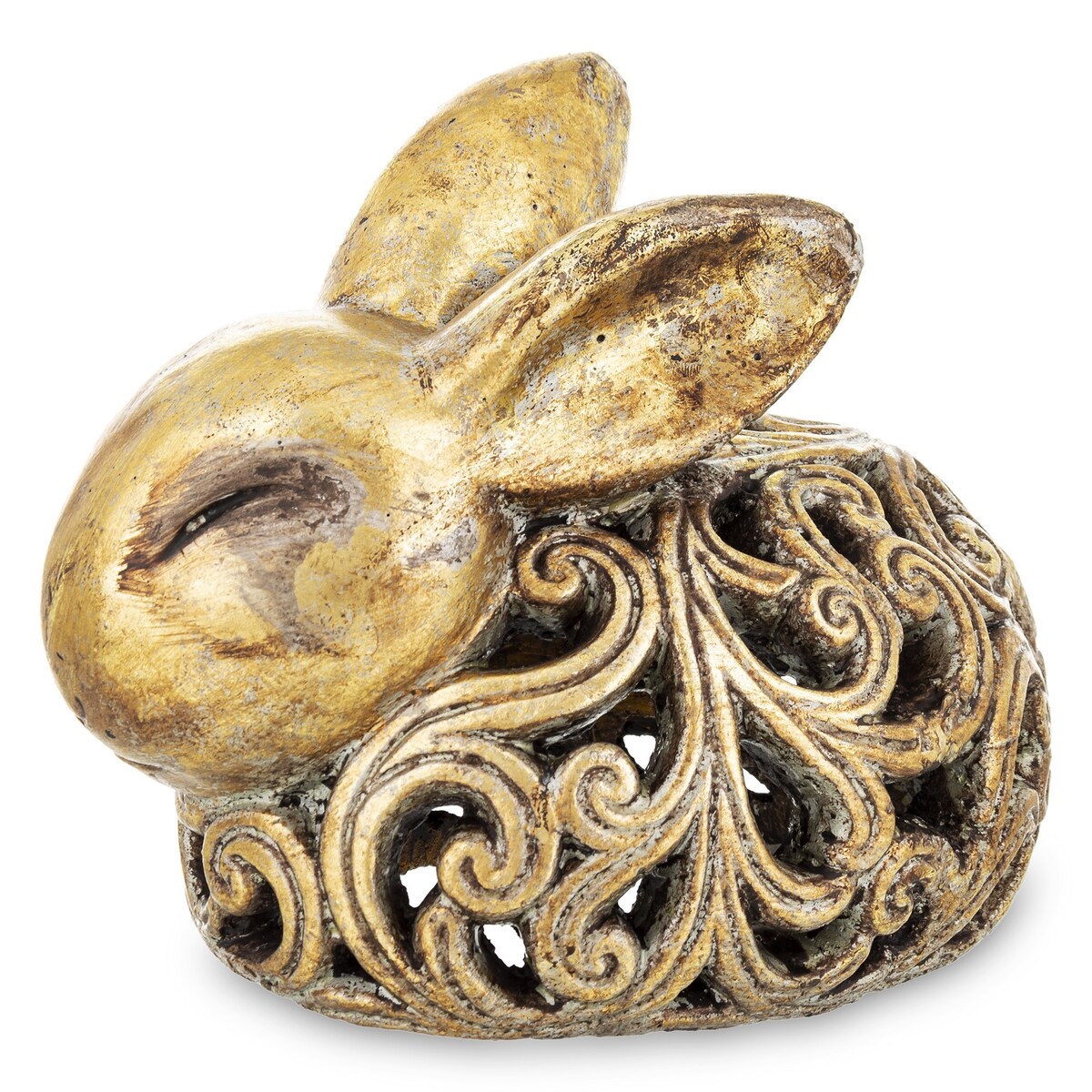 Dekoracja - królik ażurowy 21x17x25 cm ZŁOTY