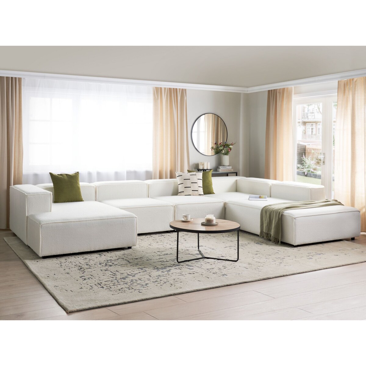 Narożnik modułowy ARDAL Boucle Biały dla 5 osób Lewostronny