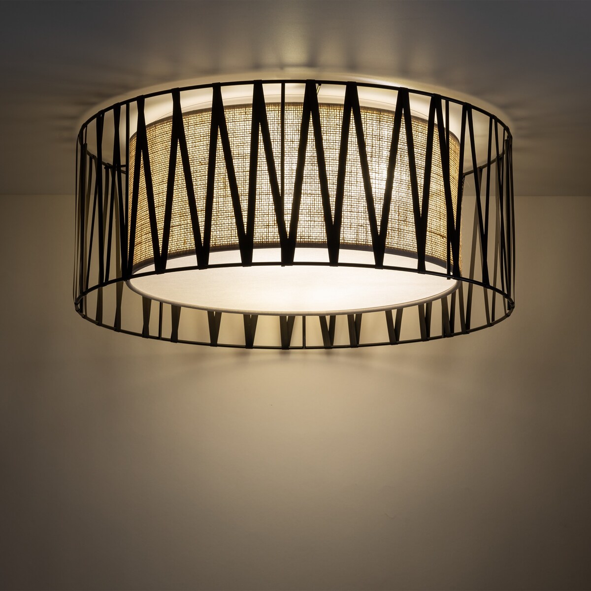 Lampa sufitowa TK Lighting HARMONY NATURE 50 5940 czarno-biała z jutą E27 4x15W do salonu i jadalni