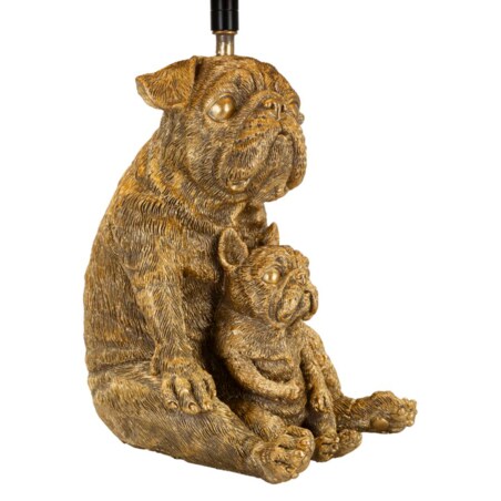 Lampa stołowa Dog, kolor złoty i czarny, żywica syntetyczna, żelazo i tkanina, 26 x 26 x 43,8 cm, 1 x E27, max. 40 W, motyw: pies, Mauro Ferretti