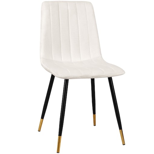 Krzesło tapicerowane welurowe pikowane złote nogi beżowe