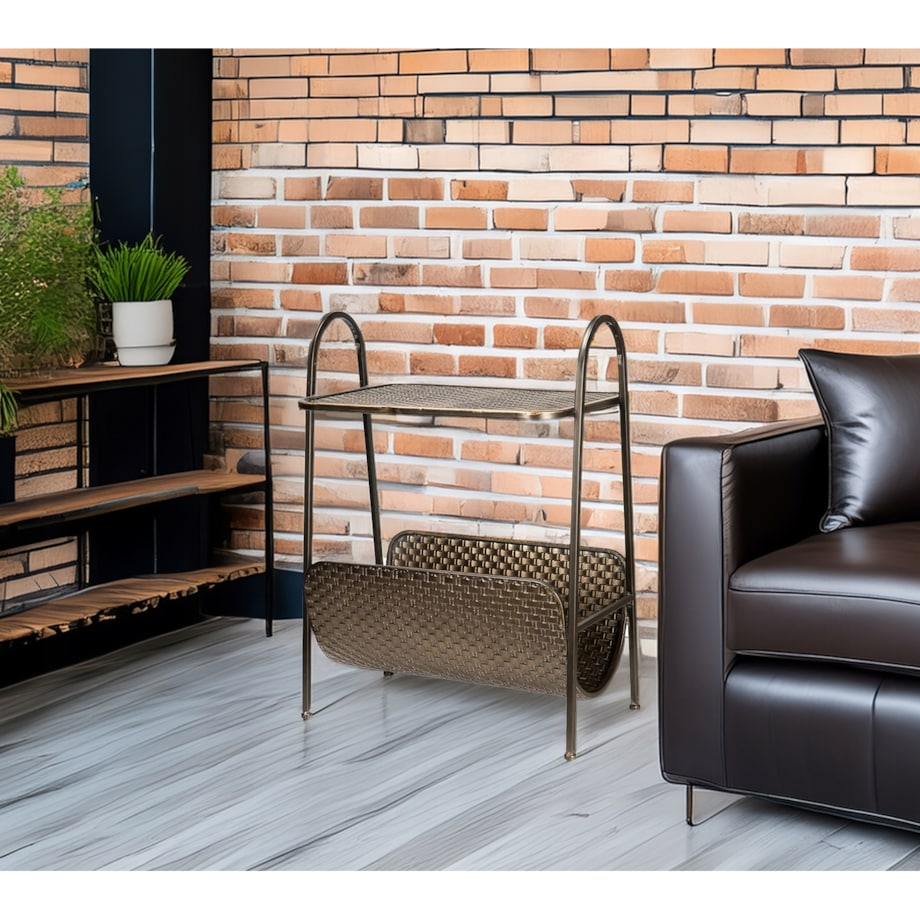 STOLIK KAWOWY BOCZNY GAZETNIK DUŻY LOFT 70cm złoty loftowy do salonu domu