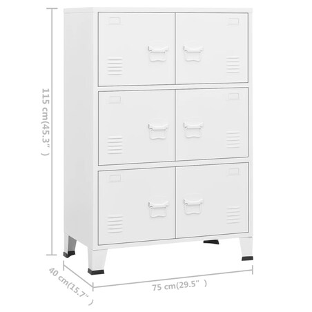 vidaXL Industrialna szafka, biała, 75x40x115 cm, metalowa