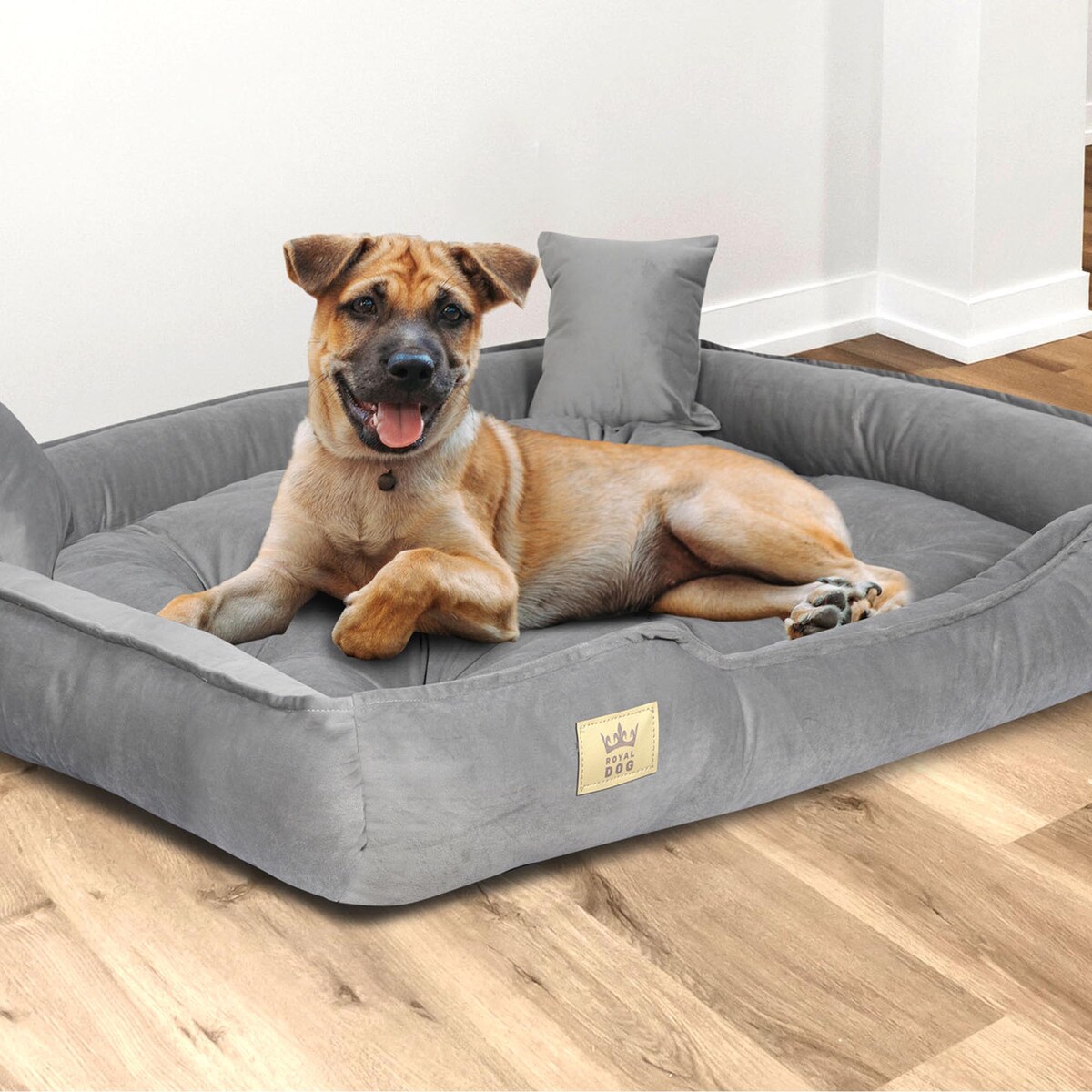 Legowisko Dla Dużego Psa Welurowe 130X105 Cm Prestiżowe Szare