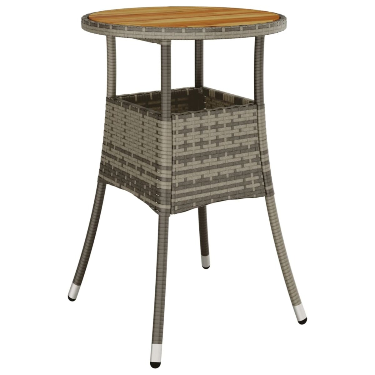 vidaXL Stolik ogrodowy, Ø60x75 cm, drewno akacjowe i rattan PE, szary