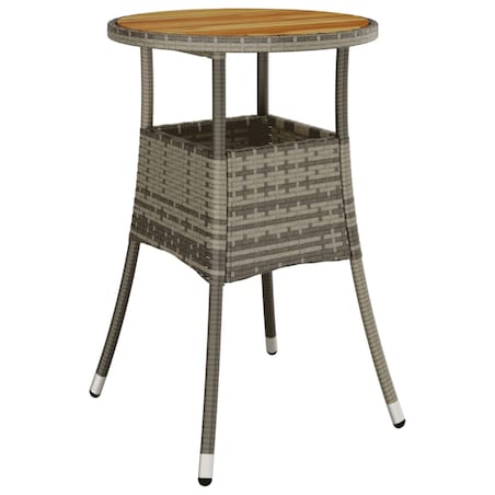 vidaXL Stolik ogrodowy, Ø60x75 cm, drewno akacjowe i rattan PE, szary