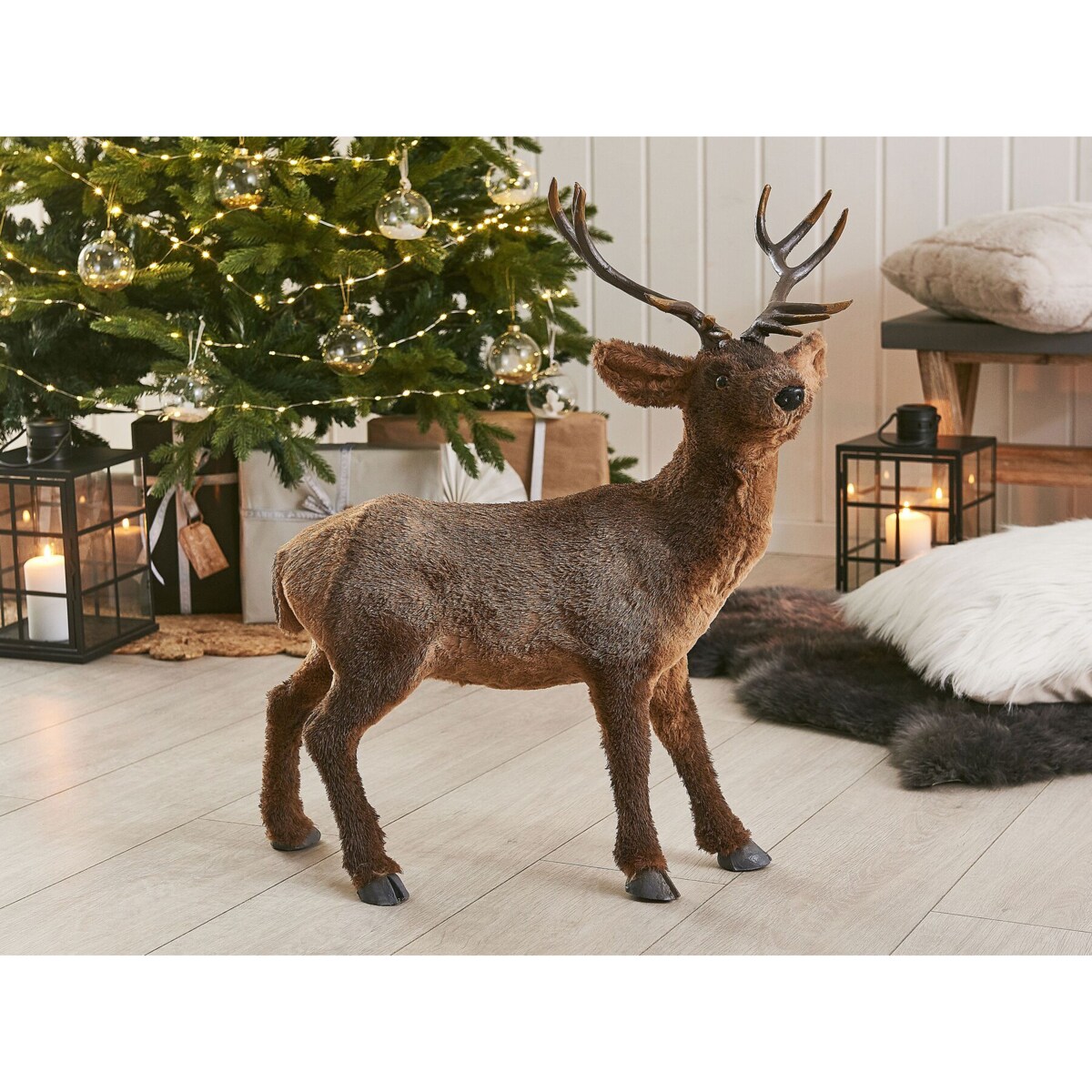 Figura dekoracyjna podłogowa renifer brązowa NESI