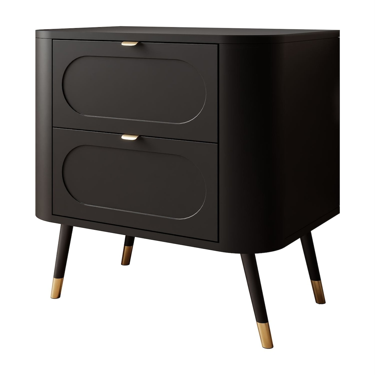 Lukmebel Szafka nocna SHADOW 2S 60x40x61 cm - czarna, złote uchwyty