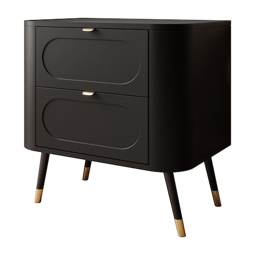 Lukmebel Szafka nocna SHADOW 2S 60x40x61 cm - czarna, złote uchwyty