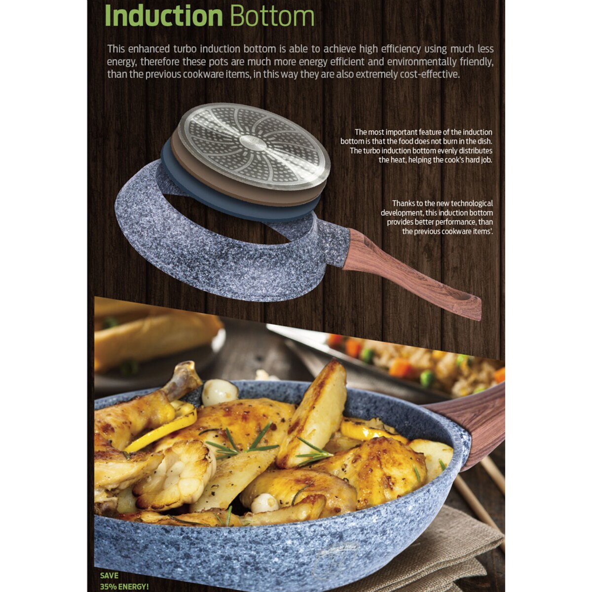 Zestaw garnków z powłoką granitową 18 elementów BERLINGER HAUS Forest Line