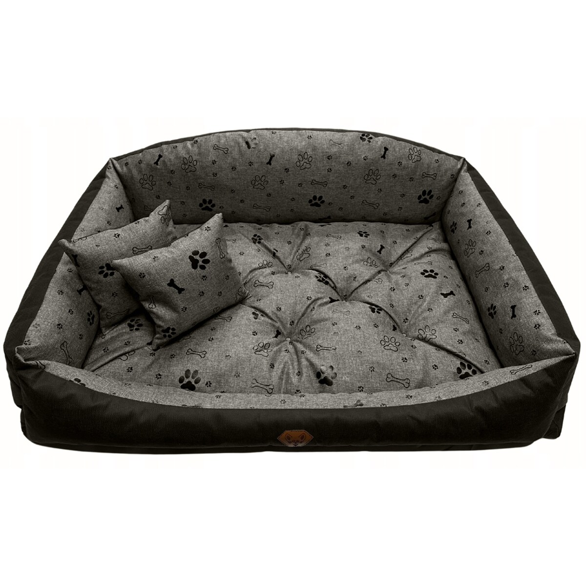 Legowisko Dla Psa Kanapa Posłanie Muszla 115X95 Cm Wodoodporne Poduszki Pikowane Kość Czarna