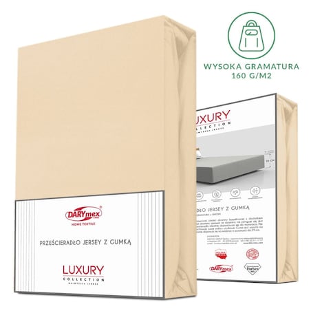 Prześcieradło z bawełny jersey z elastanem z gumką 160x200 kolor beż