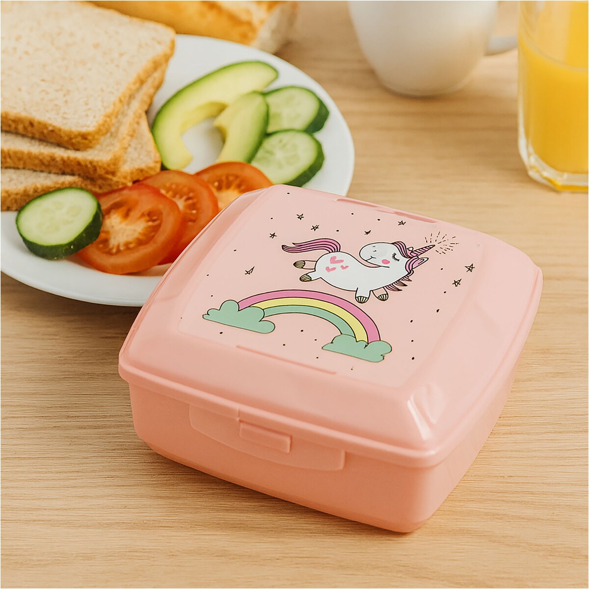 Pojemnik Śniadaniowy Dla Dzieci Lunchbox Na Śniadanie Chlebak Dziecięcy Jednorożec Różowy
