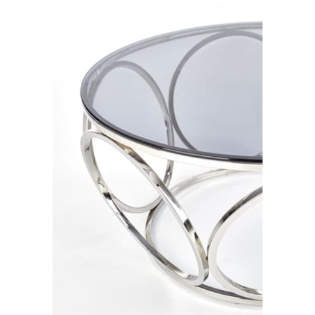 STOLIK KAWOWY Deyn OKRĄGŁY 80x44 cm SZKLANY BLAT stal