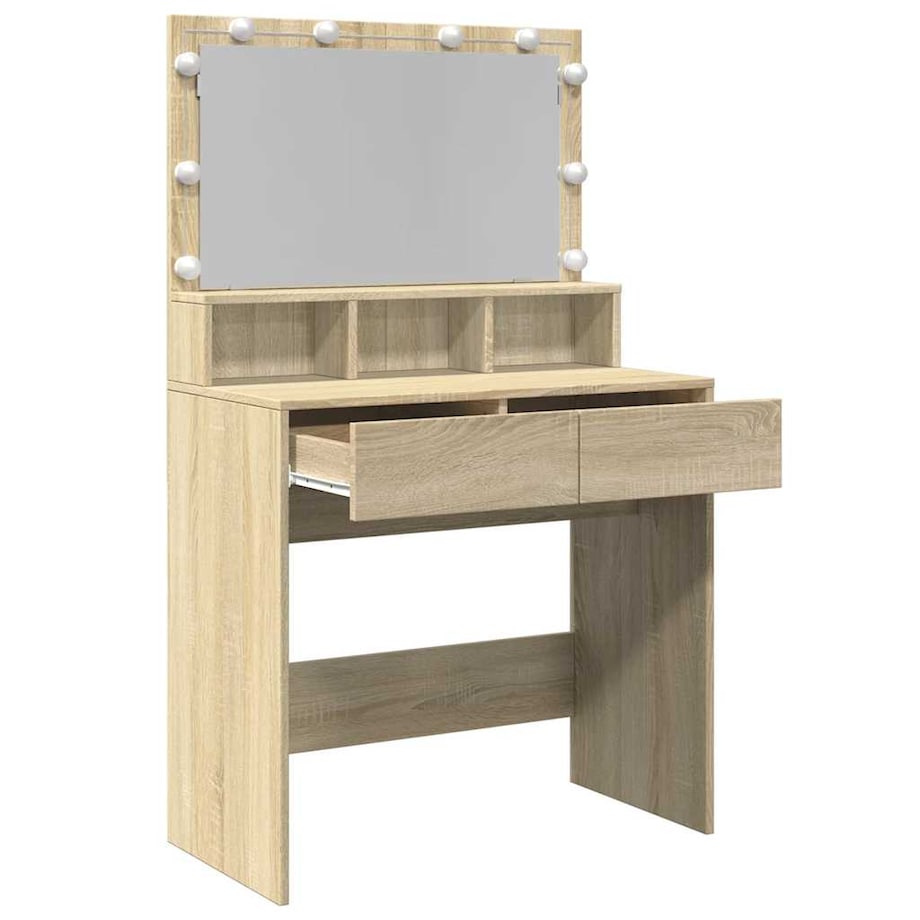 vidaXL Toaletka z oświetleniem LED, dąb sonoma, 80x41x134,5 cm