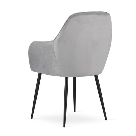 Krzesło Do Jadalni Kuchni Salonu Lugo - Aksamit Srebrno-Szary / Nogi Czarne X 2