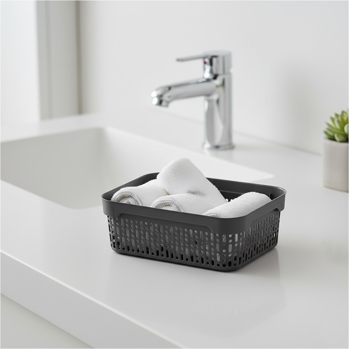 Koszyk Ażurowy Koszyczek XS Plastikowy Na Kosmetyki Do Łazienki Pudełko Pojemnik Do Szuflady Czarny