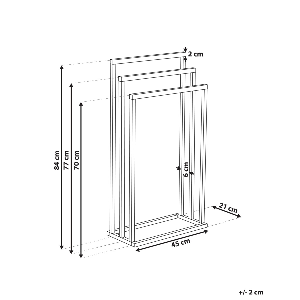 Stojak na ręczniki 45 x 84 cm srebrny z ciemnym drewnem CHARRAS