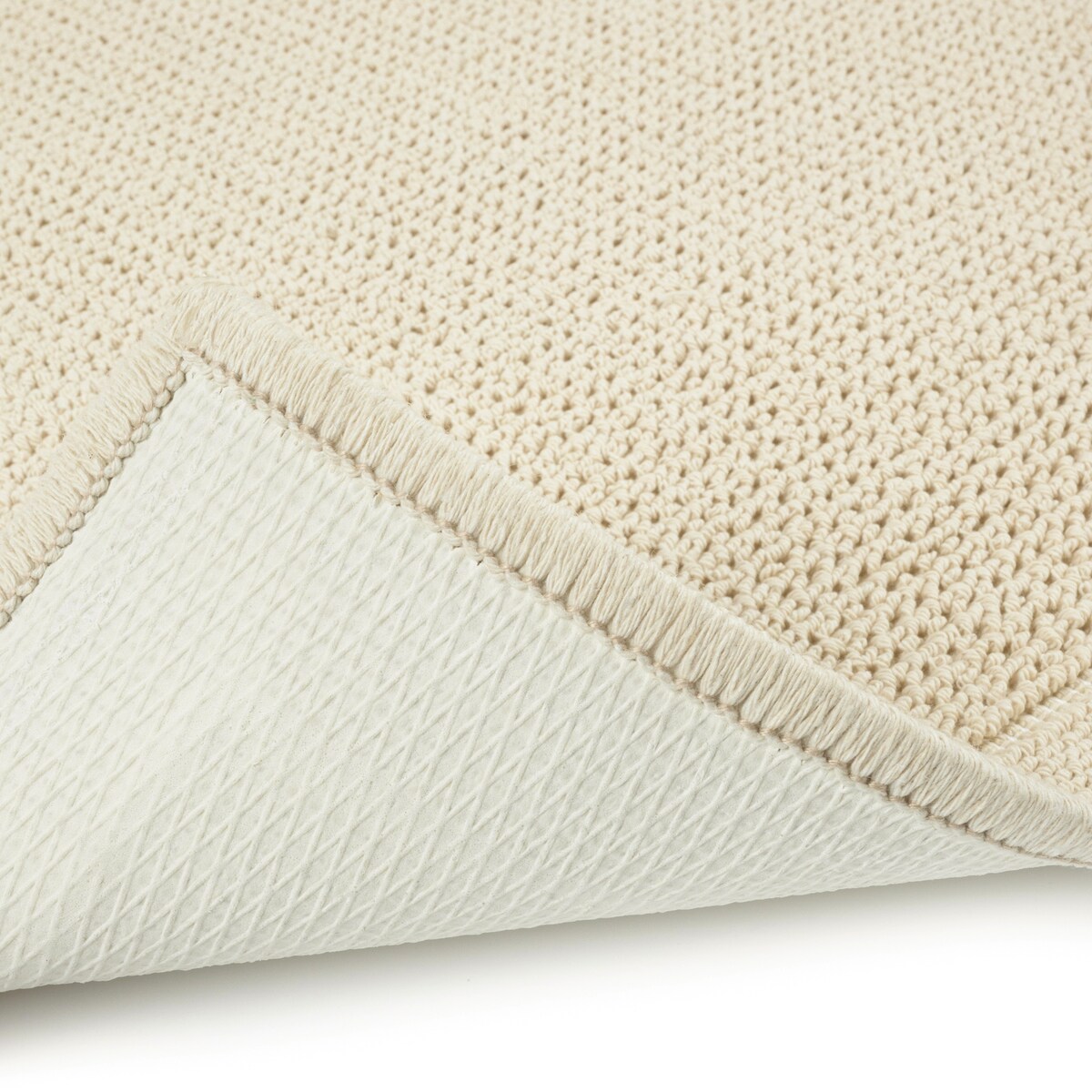 Dywanik łazienkowy Lino 73x135 cm bawełniany ramka beżowy