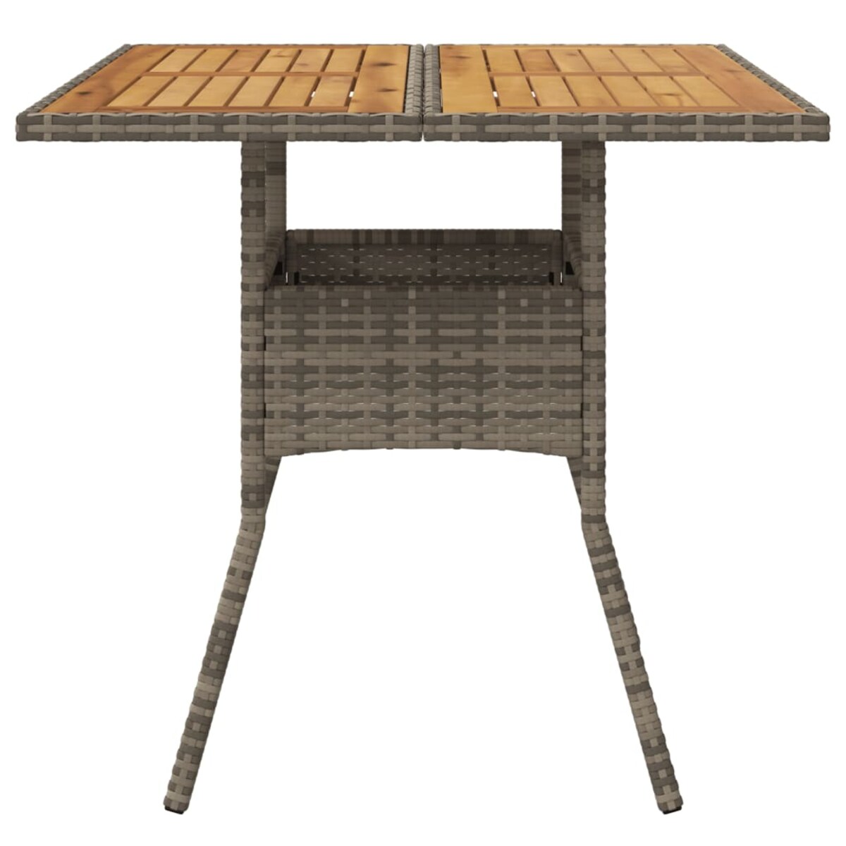vidaXL Stół ogrodowy z akacjowym blatem, szary, 80x80x75 cm, rattan PE