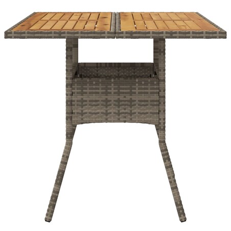 vidaXL Stół ogrodowy z akacjowym blatem, szary, 80x80x75 cm, rattan PE