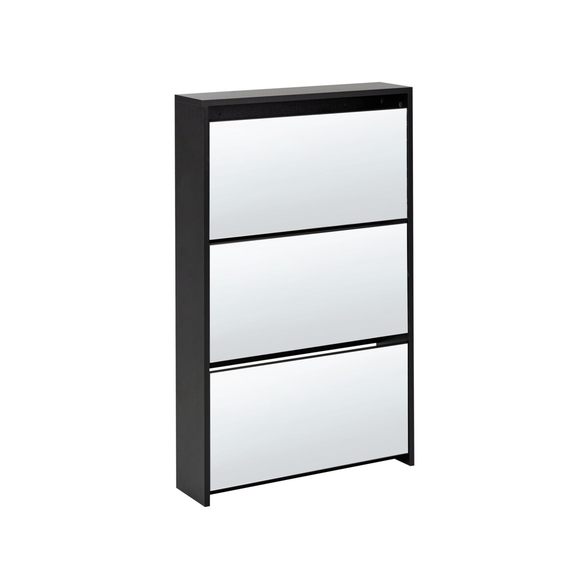 Szafka na buty 3 przegrody lustrzane fronty czarna MIDFIELD