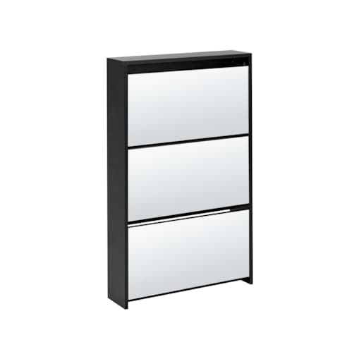 Szafka na buty 3 przegrody lustrzane fronty czarna MIDFIELD