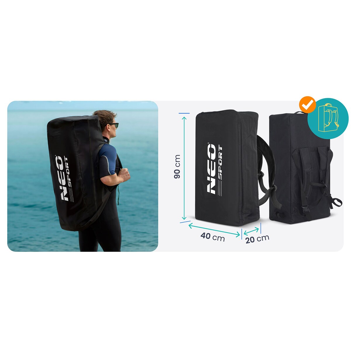 Deska SUP do pływania Neo-Sport stand up paddle Aquasurf 320cm pompowana zestaw