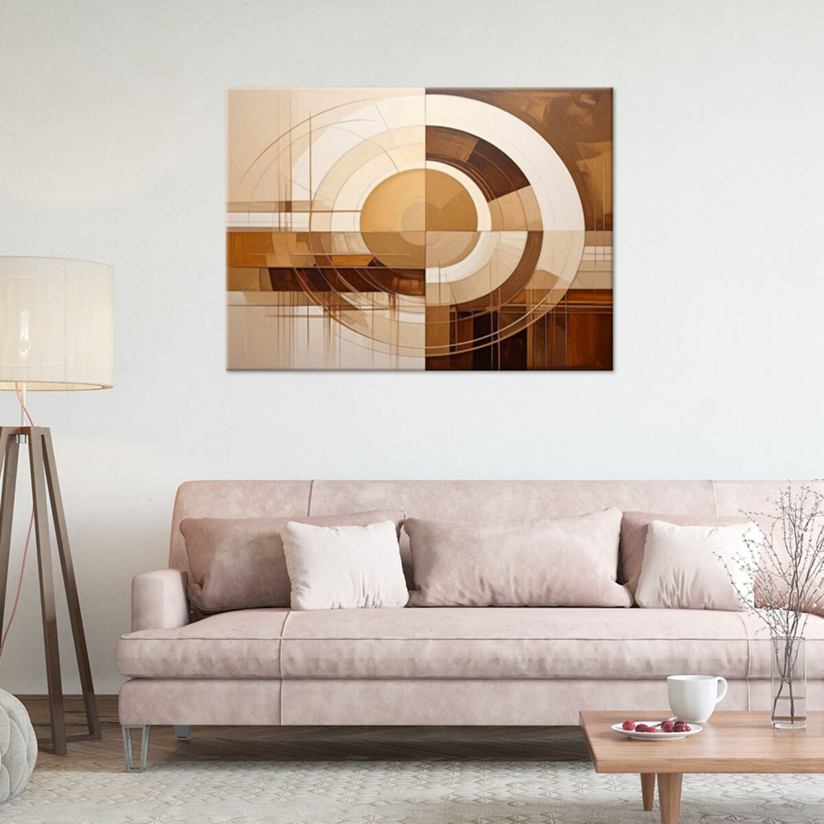 Obraz do salonu sypialni kuchni, Abstrakcyjne koła kształty w odcieniach beżu