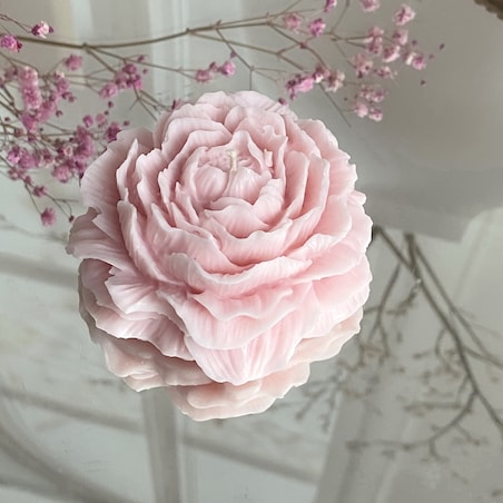 Świeca sojowa ekologiczna dekoracyjna "Peony Queen" 75x35mm różowa