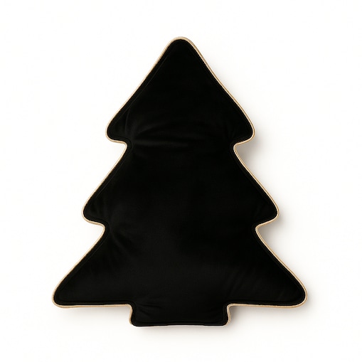 Czarna poduszka świąteczna - choinka