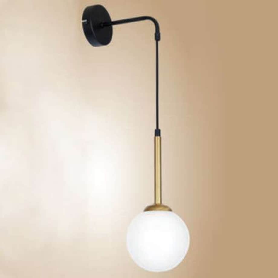 Kinkiet LAMPA ścienna PARMA MLP4819 Milagro modernistyczna OPRAWA szklana kula ball loftowa czarna biała mosiądz