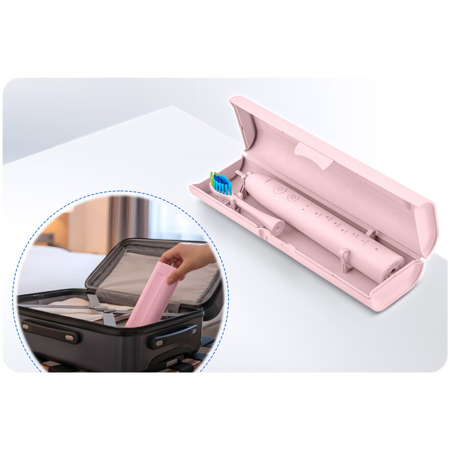 Szczoteczka soniczna do zębów Berdsen Galaxy różowa + etui 322002