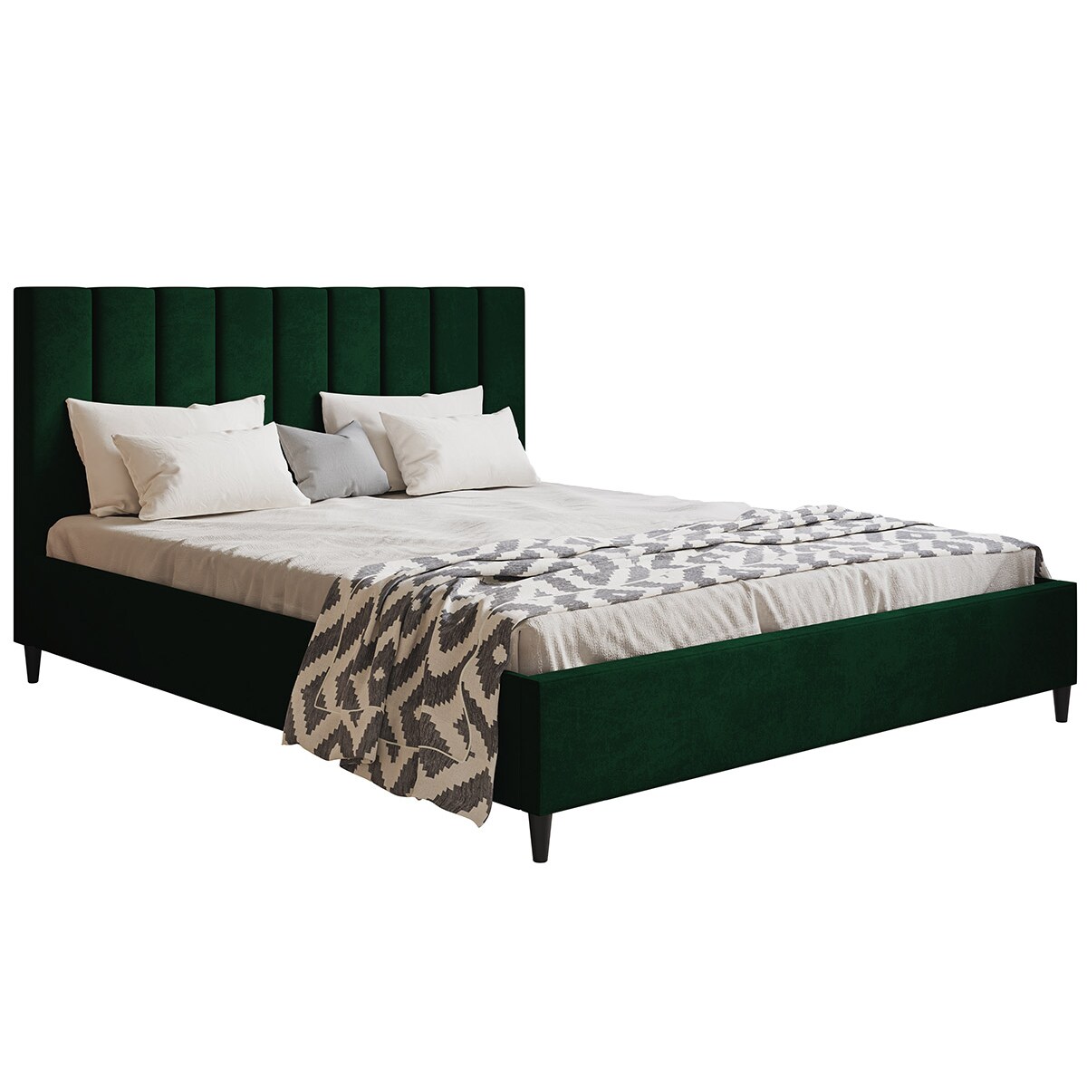 Łóżko tapicerowane 160x200 LUXO 2 na wysokich nogach - butelkowa zieleń