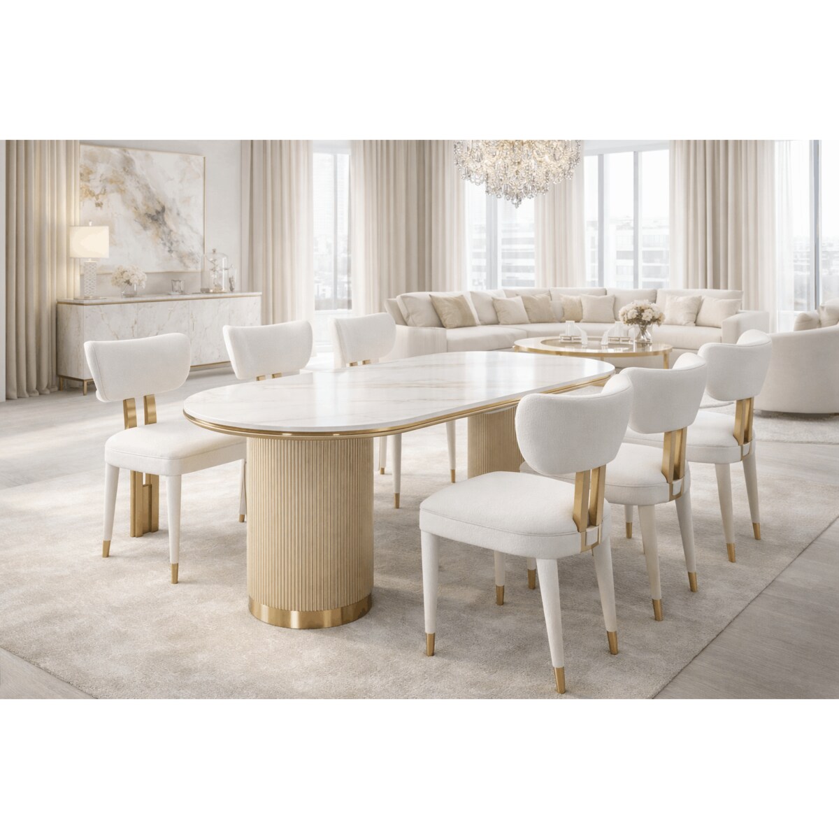 Stół glamour złoty owalny Luna Gold 180×90x75