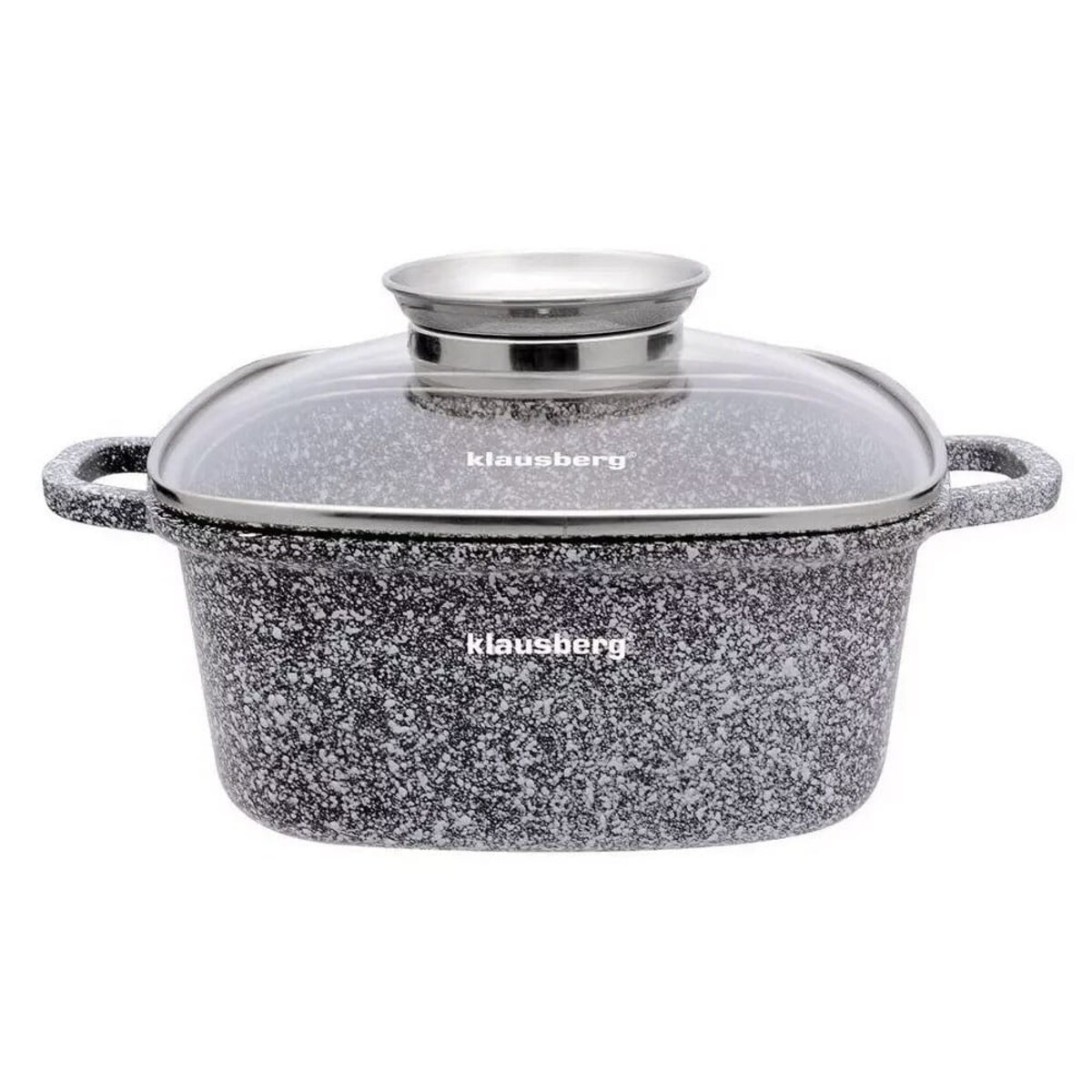 Garnek z powłoką marmurową kwadratowy marmurkowy szary indukcja gaz 2.8L 20cm KLAUSBERG