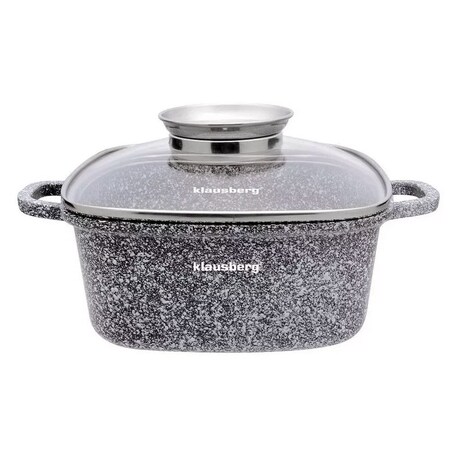 Garnek z powłoką marmurową kwadratowy marmurkowy szary indukcja gaz 2.8L 20cm KLAUSBERG