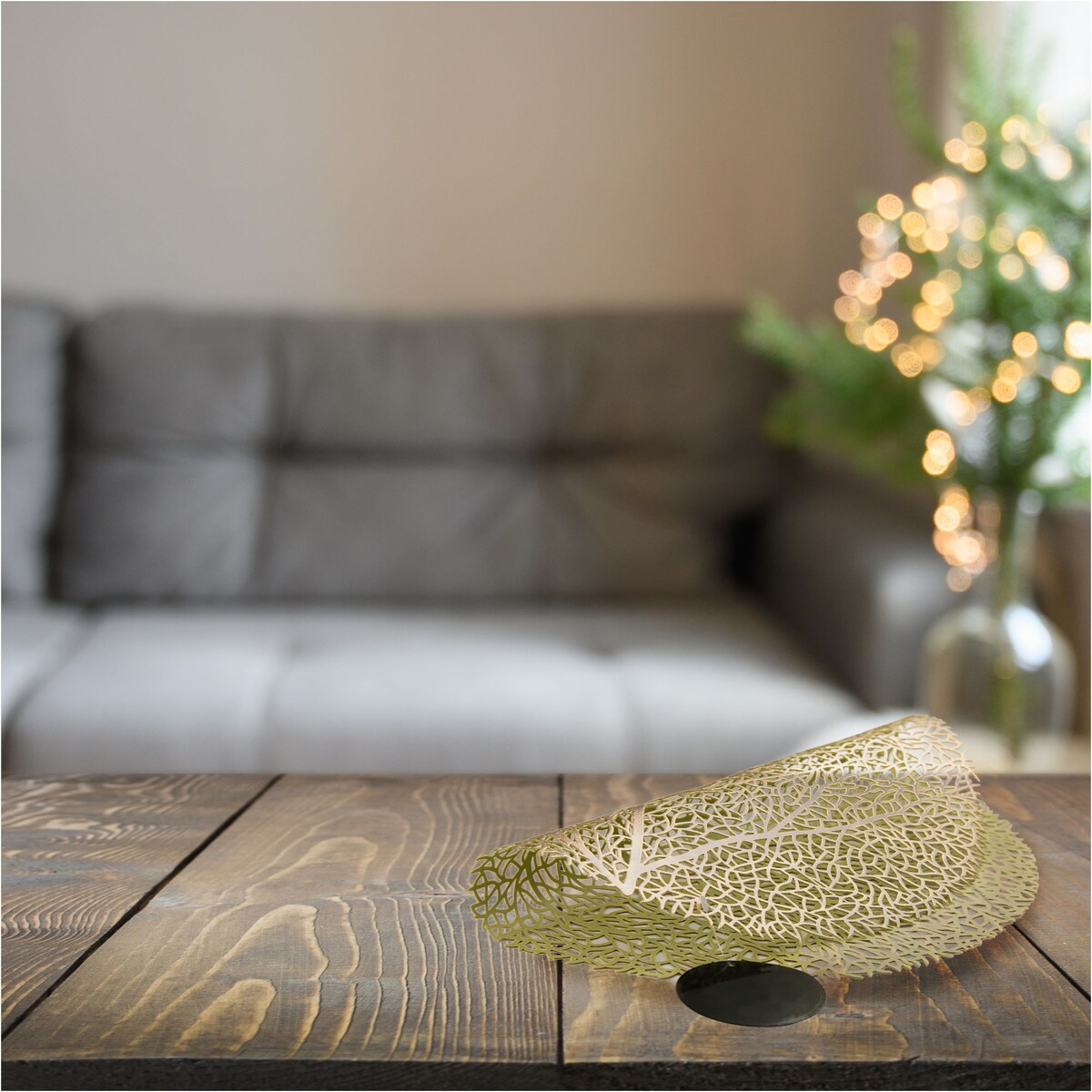 Podkładka Ażurowa Na Stół Mata Stołowa Pod Talerz Ozdoba 38 Cm Drzewo Pvc Złota