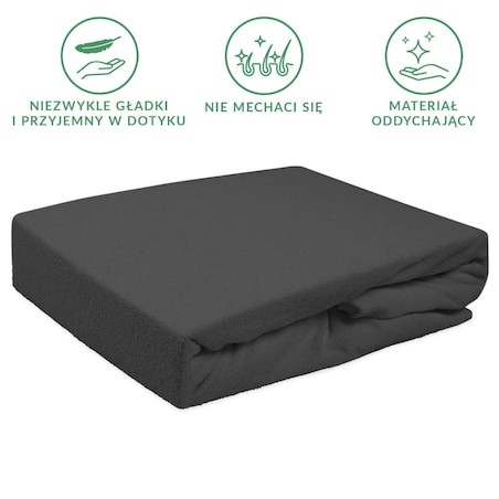 Prześcieradło z bawełny frotte z gumką 90x200 kolor antracyt