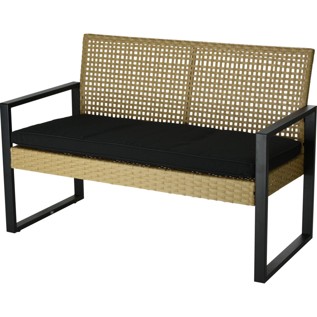 Komplet mebli ogrdowych, plecione siedziska z drewnianym stolikiem