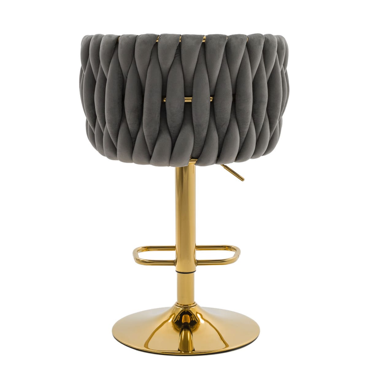 Hoker do kuchni krzesło regulowane do jadalni plecione oparcie ROSA GOLD