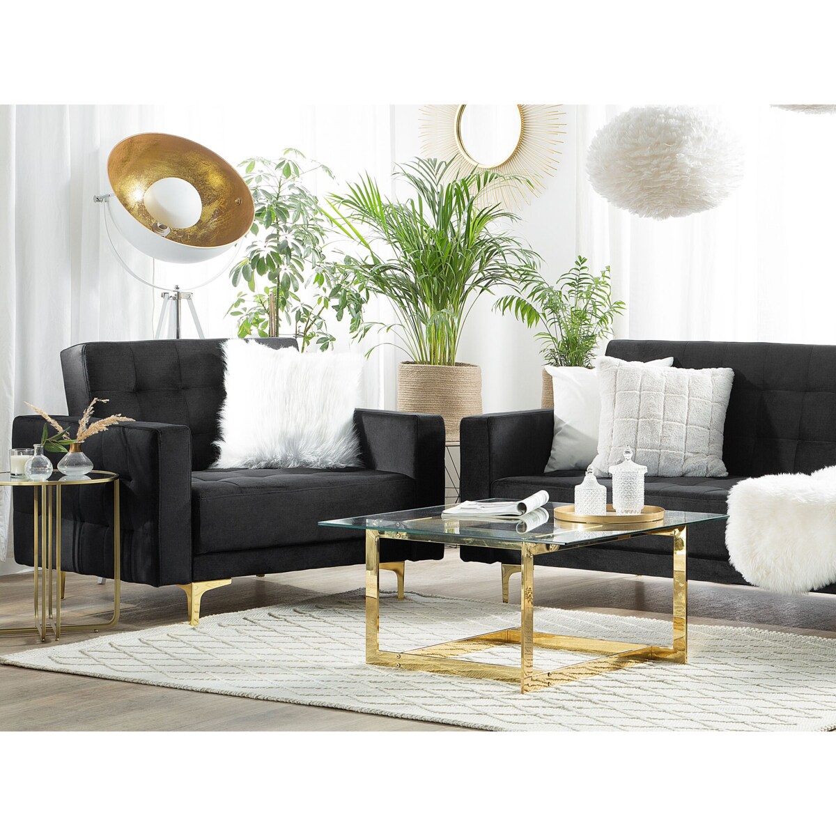 Sofa trzyosobowa welurowa czarna ABERDEEN