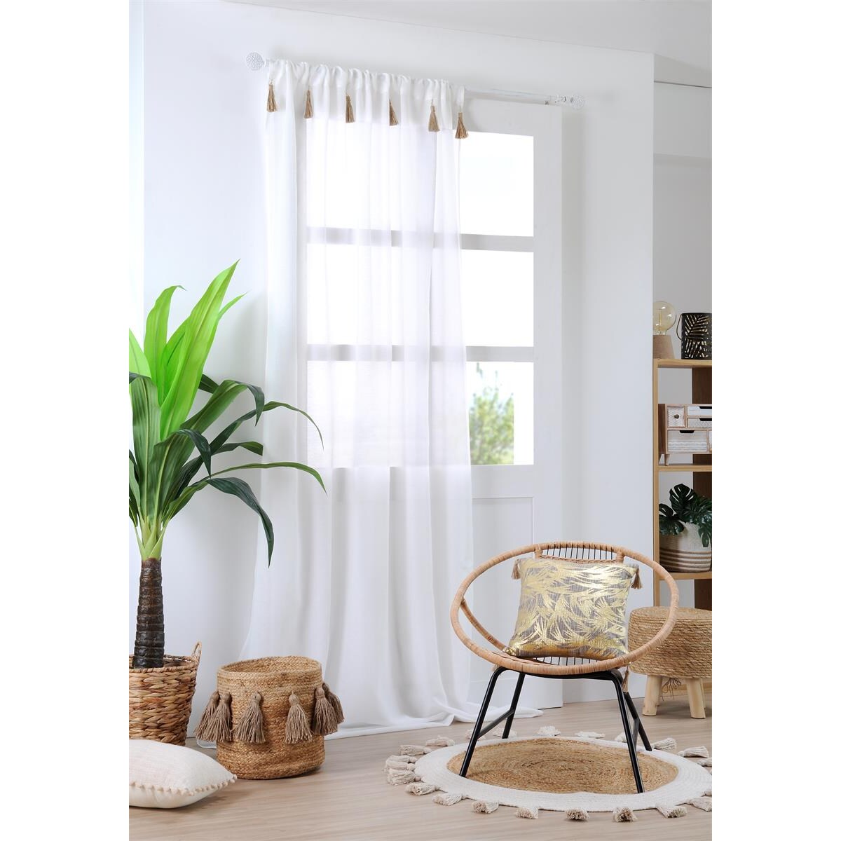 Firana IBIZA z dekoracyjnymi chwostami,140 x 260 cm