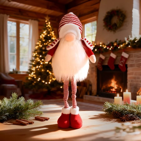 Skrzat na teleskopowych nogach krasnal świecący na święta