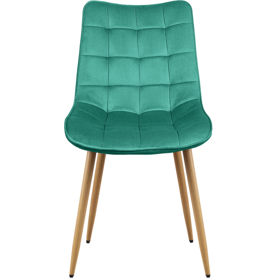 Krzesło tapicerowane do salonu jadalni pikowane welurowe zielone
