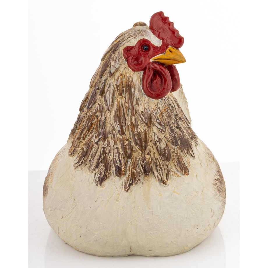 Dekoracja - kura biało-brązowa 23x24x17 cm POULE