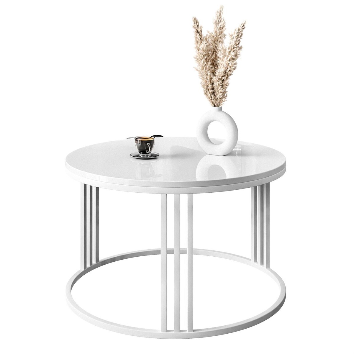 Okrągły stolik kawowy LORI biały połysk