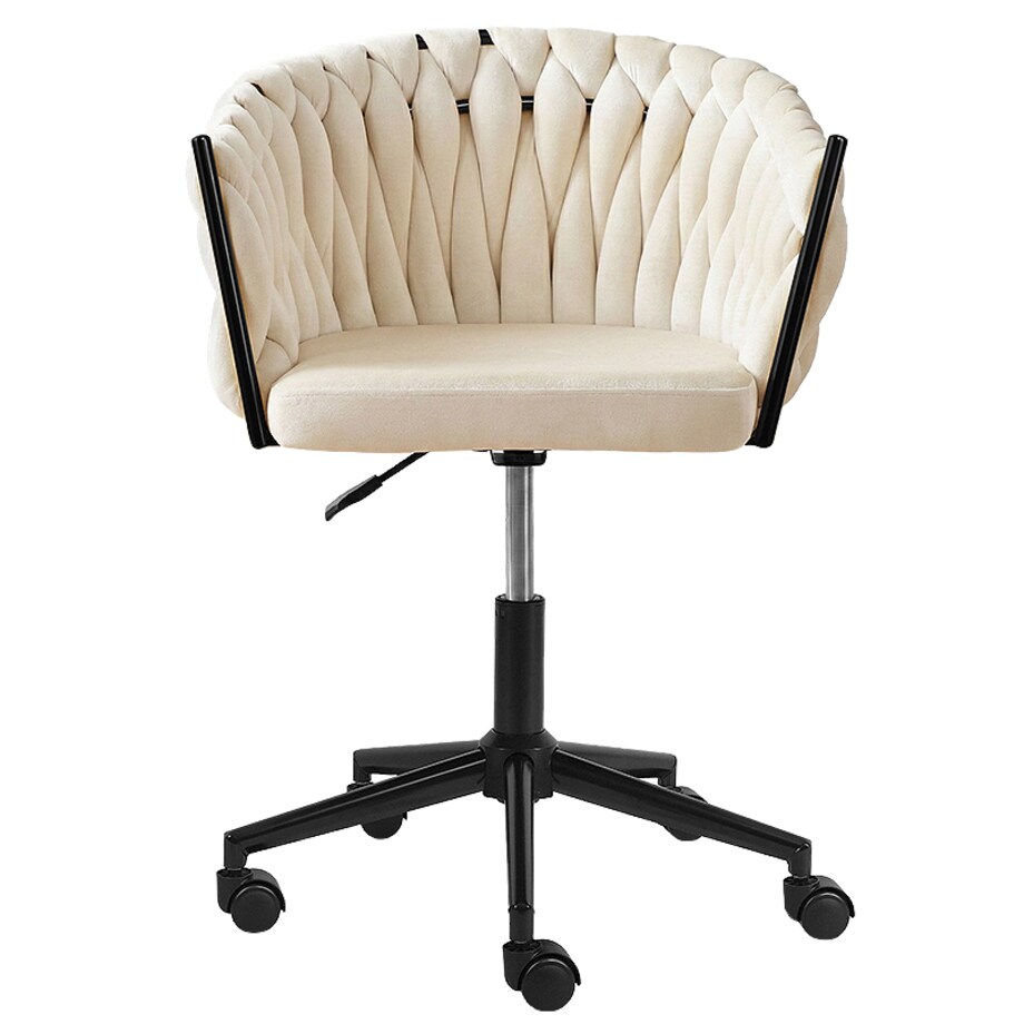 Fotel biurowy obrotowy krzesło biurowe wygodne do biurka regulowany beżowe