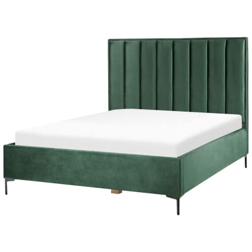 Łóżko z pojemnikiem welurowe 160 x 200 cm zielone SEZANNE